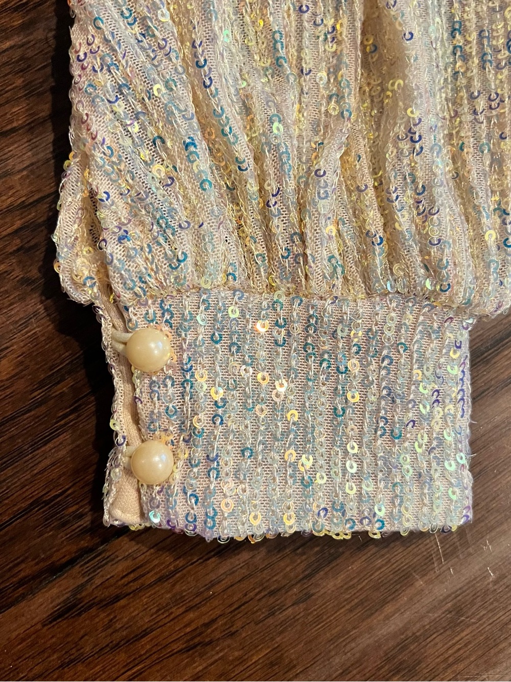 Adika Sparkly Sequin Long Sleeve Wrap Crop Top - Picture 4 of 6